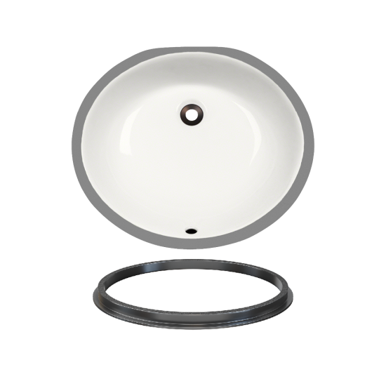 UPMB-SLBL Porcelain Bathroom Sink with Black SinkLink