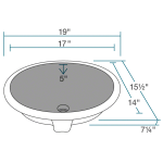 UPMBL-SLG Porcelain Bathroom Sink with Gray SinkLink