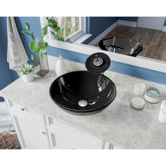 601-Black Dark Colored Glass Vessel Sink