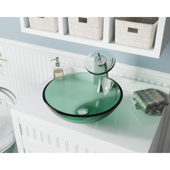 601-Emerald Colored Glass Vessel Sink