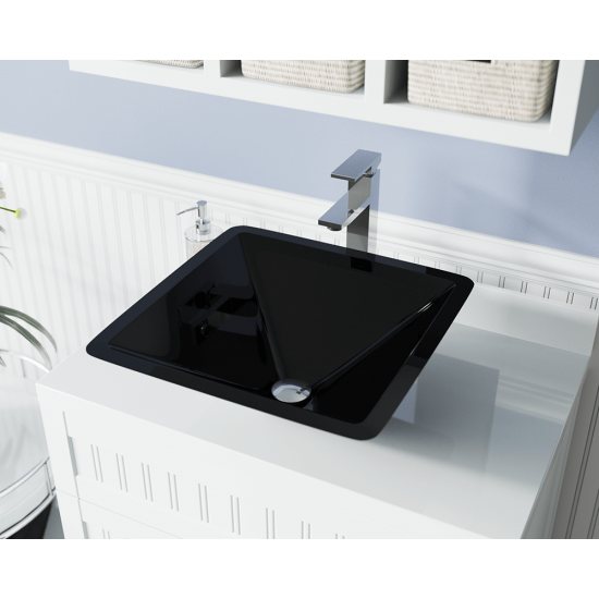 603-Black Dark Colored Glass Vessel Sink