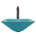 603-Turquoise Colored Glass Vessel Sink