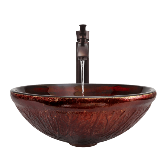 618 Red Lava Glass Bathroom Sink