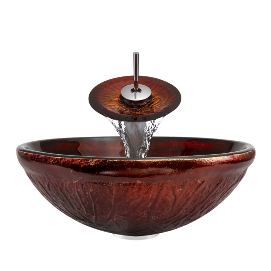 618 Red Lava Glass Bathroom Sink
