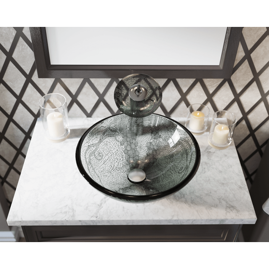 624 Cracked Vineyard Glass Vessel Bathroom Sink