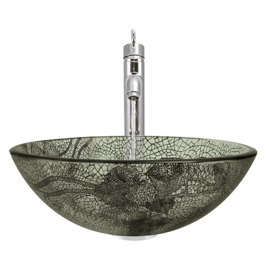 624 Cracked Vineyard Glass Vessel Bathroom Sink