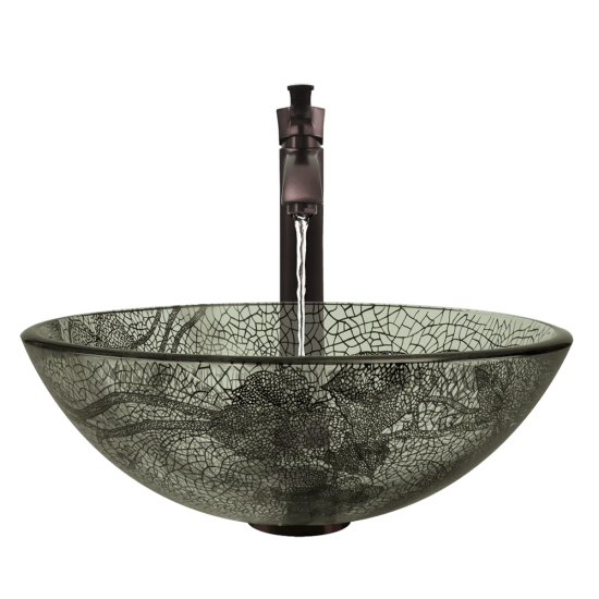624 Cracked Vineyard Glass Vessel Bathroom Sink
