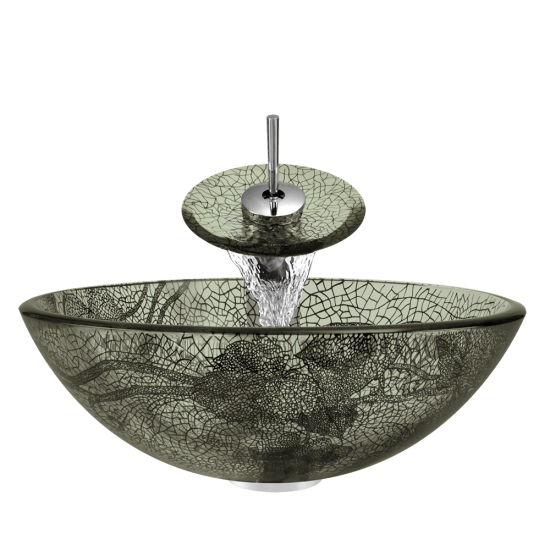 624 Cracked Vineyard Glass Vessel Bathroom Sink