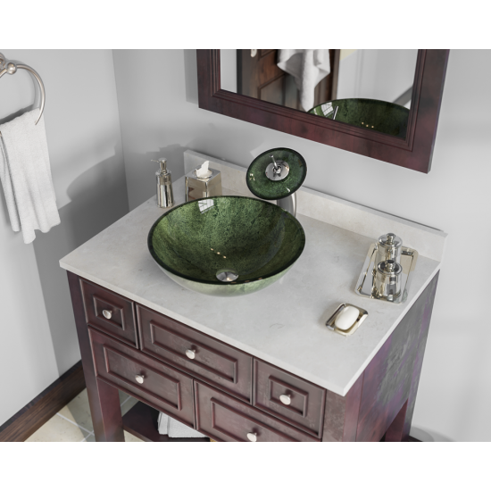 629 Forest Green Glass Vessel Bathroom Sink