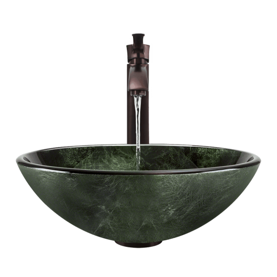 629 Forest Green Glass Vessel Bathroom Sink