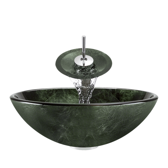 629 Forest Green Glass Vessel Bathroom Sink