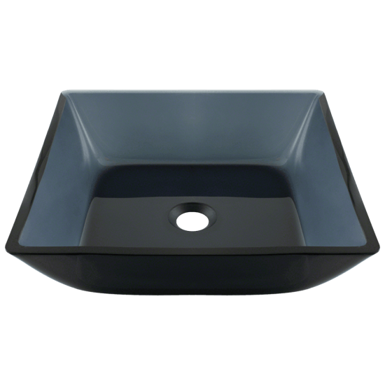 630 Square Black Glass Vessel Bathroom Sink