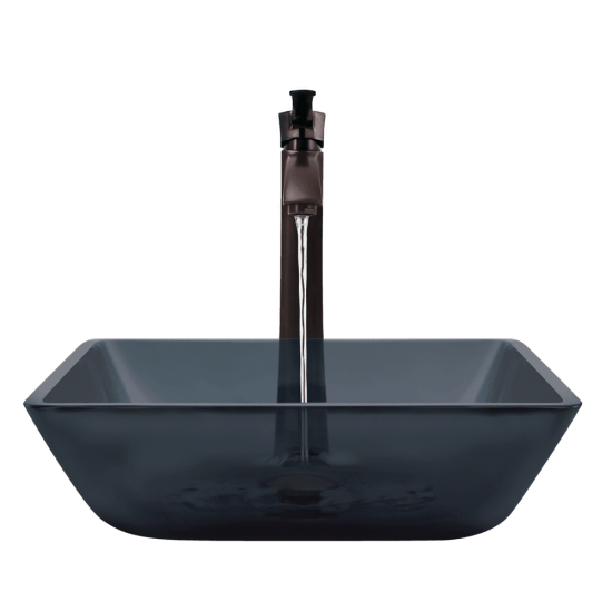 630 Square Black Glass Vessel Bathroom Sink