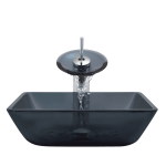 630 Square Black Glass Vessel Bathroom Sink