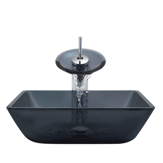 630 Square Black Glass Vessel Bathroom Sink