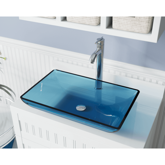 640-Aqua Colored Glass Vessel Bathroom Sink