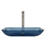 640-Aqua Colored Glass Vessel Bathroom Sink