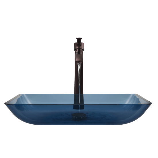 640-Aqua Colored Glass Vessel Bathroom Sink