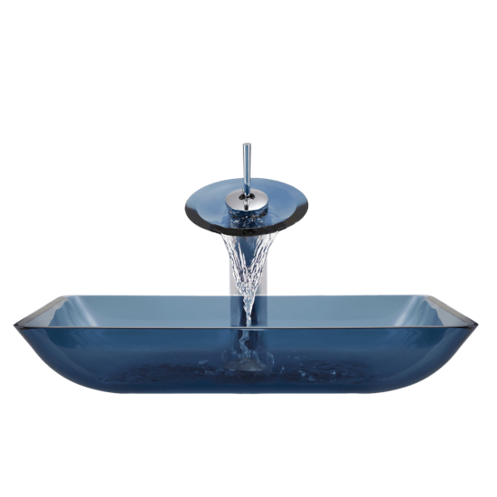 640-Aqua Colored Glass Vessel Bathroom Sink