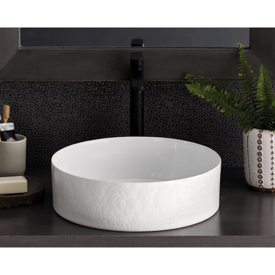 MG1616-BO Positano Murano Glass Vessel Sink in Bianco