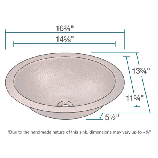 909 Single Bowl Oval Copper Sink