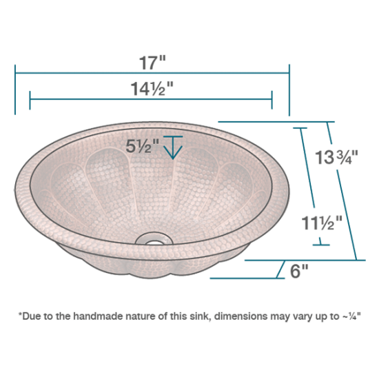 921 Single Bowl Oval Copper Sink