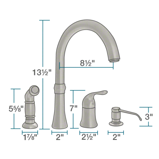 710-BN Brushed Nickel 4 Hole Kitchen Faucet