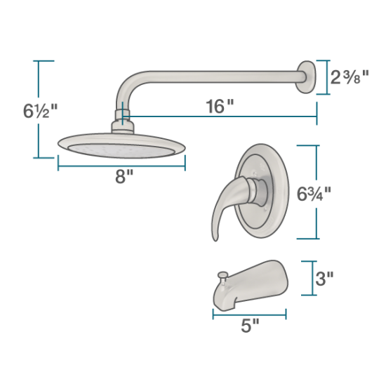 750-C Chrome 3 Piece Rain Head Shower Set