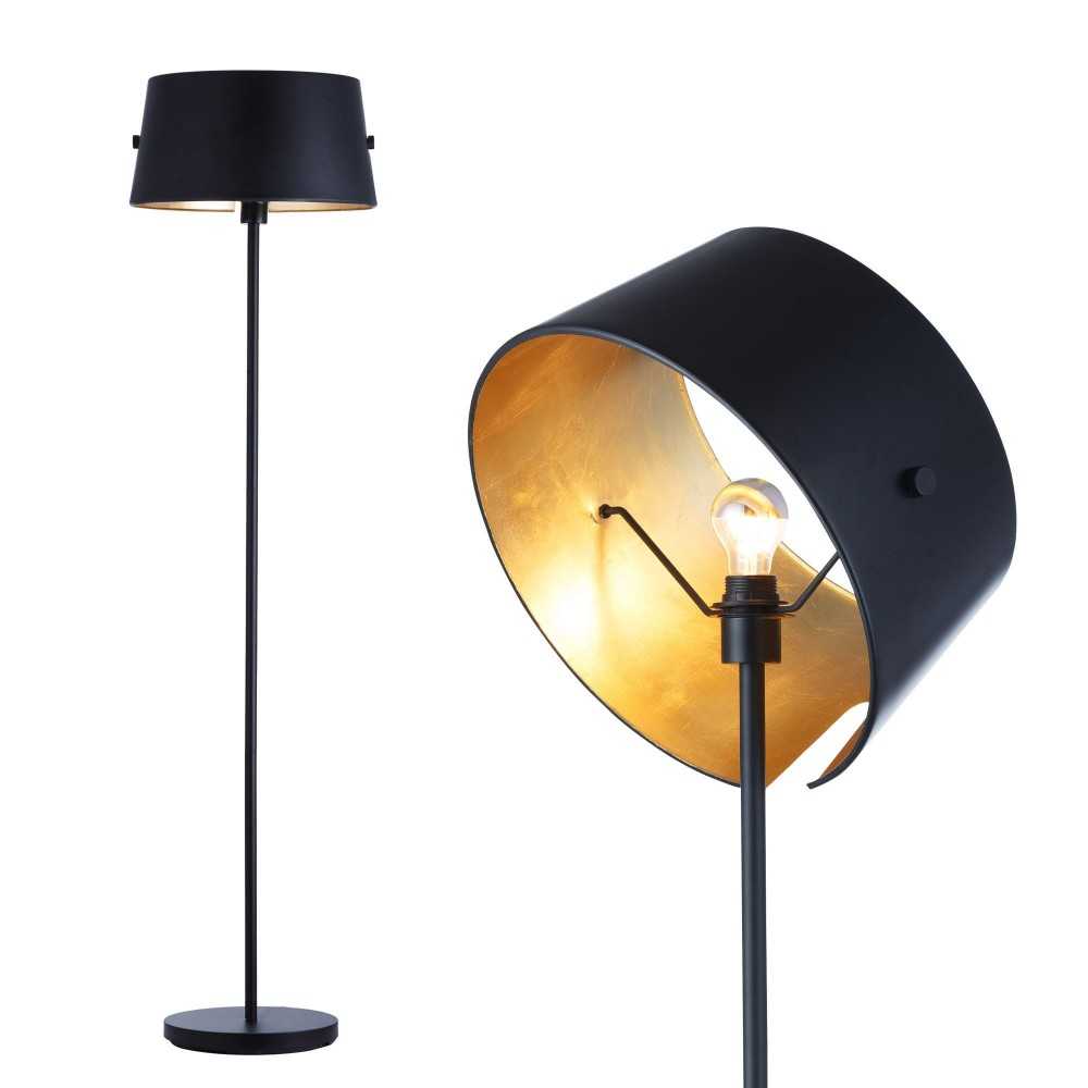 Amlight Floor Lamp Indoor Light for Living Room and Bedroom - Steel Made, Gold Color Leaf Foil - Black