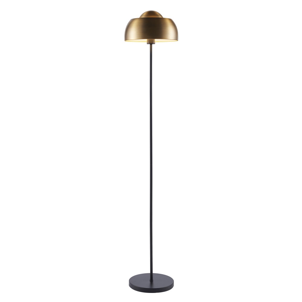 Amlight Floor Lamp Antique Brass Dome Shade - Brass & Black Color