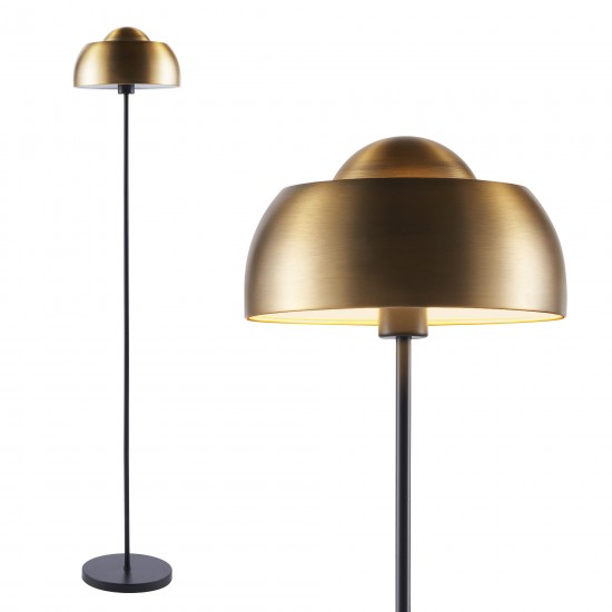 Amlight Floor Lamp Antique Brass Dome Shade - Brass & Black Color