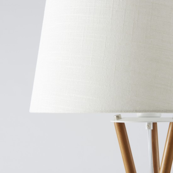 Amlight Wood Tripod Floor Lamp with Solid Wood Walnut Stand with Linen Fabric Shade - Beige White