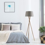 Amlight Wood Tripod Floor Lamp with Solid Wood Walnut Stand with Linen Fabric Shade- Grey Charcoal