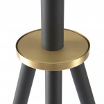 Amlight Tripod Floor Lamp with LED Bulb Miller, Black Stand with Brass Touch & White Fabric Shade