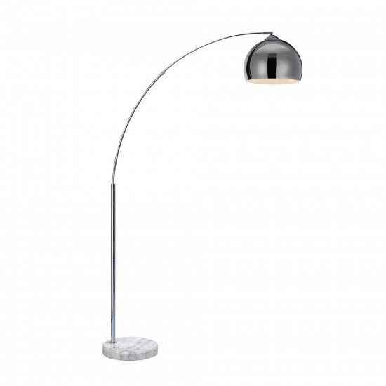 Amlight Munich 68 inch Arc Floor Lamp - Metal Body with Marble Base - Chrome Plated Silver Shade