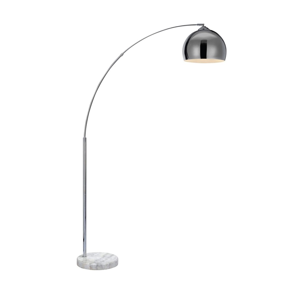 Amlight Munich 68 inch Arc Floor Lamp - Metal Body with Marble Base - Chrome Plated Silver Shade