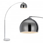 Amlight Munich 68 inch Arc Floor Lamp - Metal Body with Marble Base - Chrome Plated Silver Shade