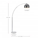 Amlight Munich 68 inch Arc Floor Lamp - Metal Body with Marble Base - Chrome Plated Silver Shade