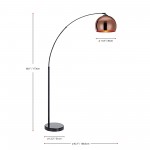 Amlight Munich 68 inch Arc Floor Lamp with Metal Body and Marble Base - Copper Plated Shade