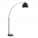 Amlight Munich 68 inch Arc Floor Lamp with Metal Body and Marble Base - Black Metal Shade