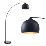 Amlight Munich 68 inch Arc Floor Lamp with Metal Body and Marble Base - Black Metal Shade