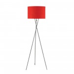 Amlight Lisboa Tripod Floor Lamp - 62 inch Modern For Living Room Office - Metal Chrome Tripod with Red TC Fabric Shade