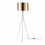 Amlight 62 inch Lisboa Tripod Floor Lamp with Metal Chrome Tripod and Copper Film Shade