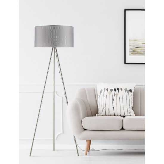 Amlight 61 inch Braga Tripod Floor Lamp with White Painting Tripod and Fabric Shade