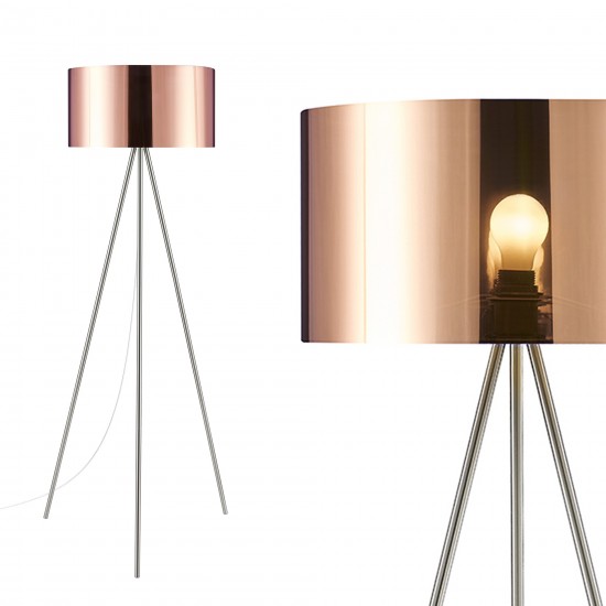 Amlight 61 inch Berlin Tripod Floor Lamp with wit Metal Grey Tripod and Copper Shade