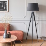 Amlight 61 inch Berlin Tripod Floor Lamp with Metal Grey Tripod and Fabric Shade