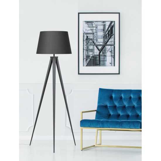 Amlight 61 inch Berlin Tripod Floor Lamp with Metal Grey Tripod and Fabric Shade