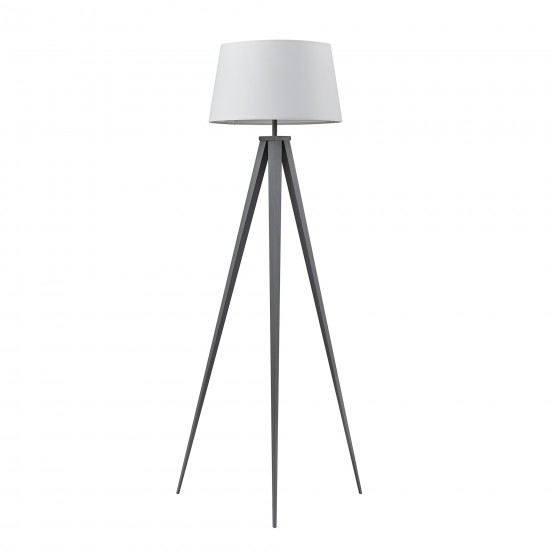 Amlight 61 inch Berlin Tripod Floor Lamp with Metal Grey Tripod and White Shade