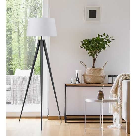 Amlight 61 inch Berlin Tripod Floor Lamp with Metal Grey Tripod and White Shade