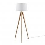 Amlight 61 inch Berlin Tripod Floor Lamp with Metal Wood Pattern Tripod and White Fabric Shade